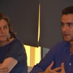 La periodista Mònica Pagès i el comissari Any Palet, Aleix Palau