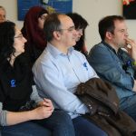 Els regidors Míriam Riera, Lluís Amat i Albert Fernández al col·loqui del Dia Internacional de l'Autisme