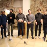 Inauguració de 'Individu'. D'esquerra a dreta, Bidegain, Haro, Rincón, Corral, Fonollosa, Roig, Saus i Àvila