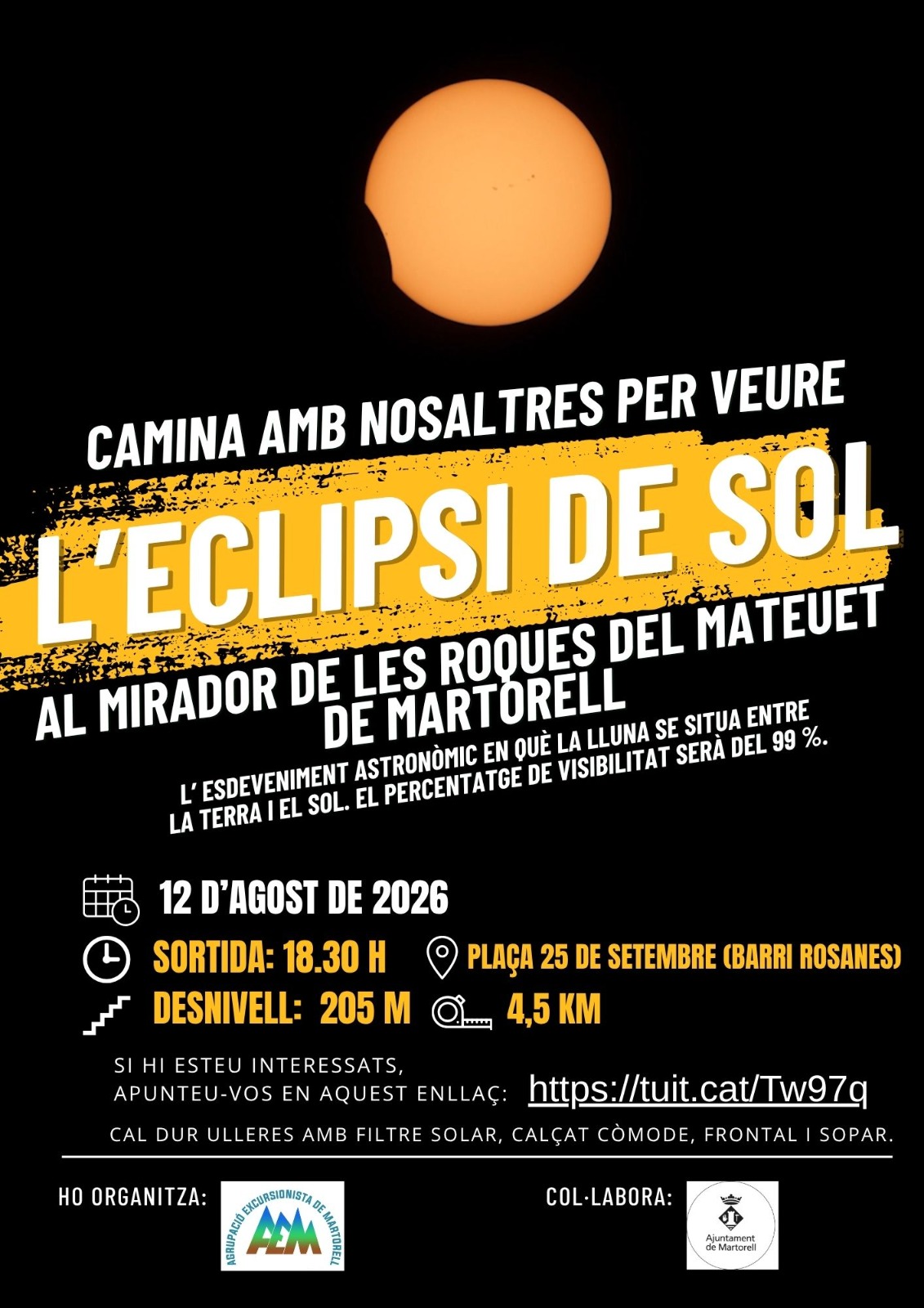 Sortida de l'Agrupació Excursionista de Martorell per veure l'eclipsi del 12 d'agost